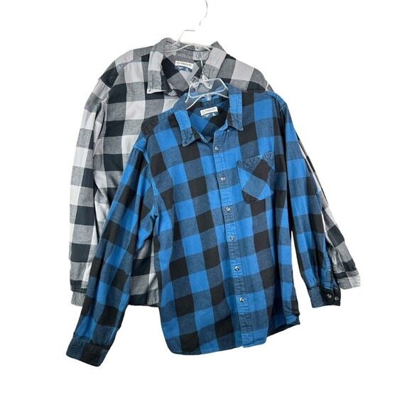 Magellan Long Sleeve Shirt Button Down Size XL Plaid Lotus Of 2 Blue & Gray - Picture 1 of 11